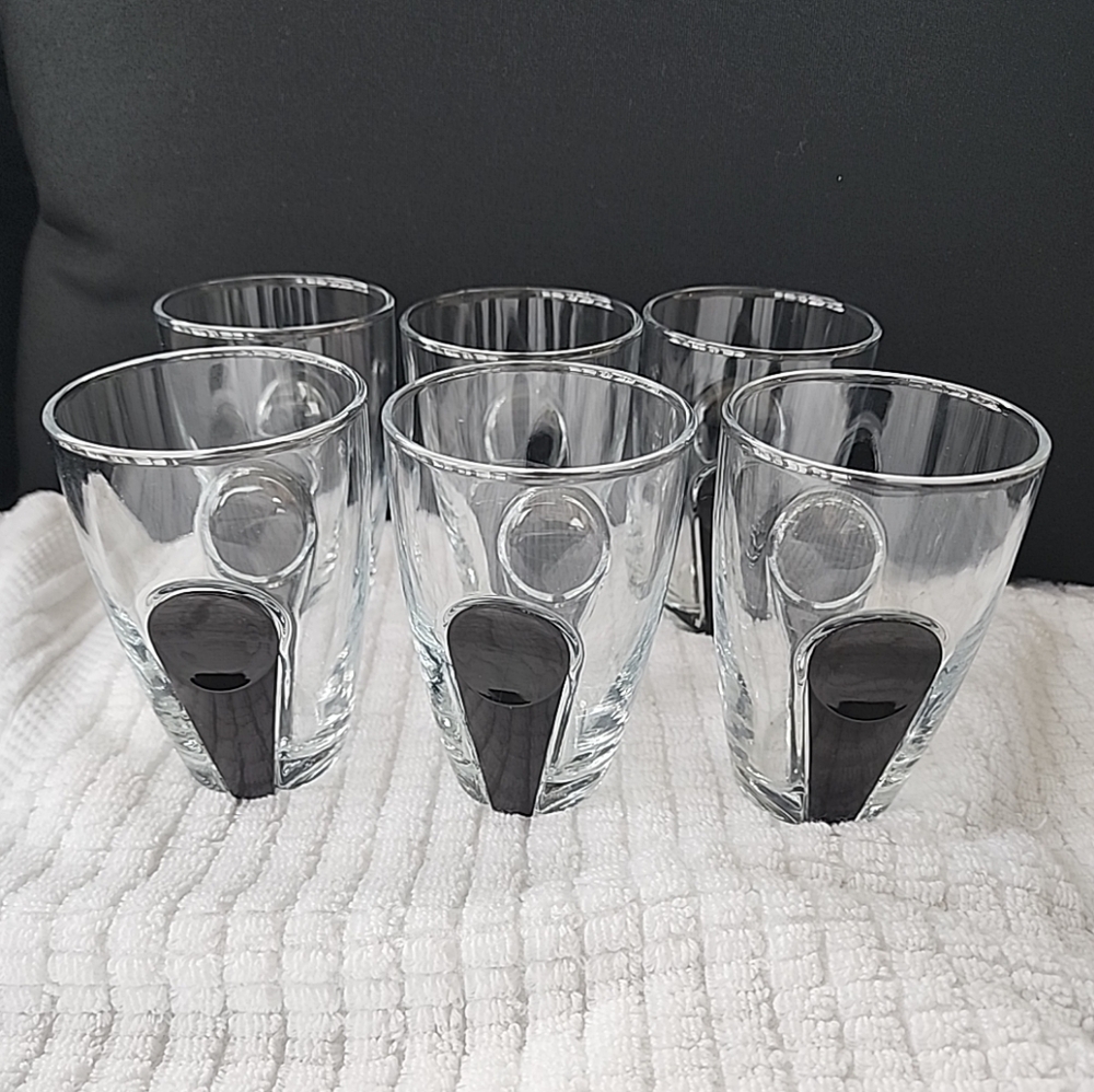 Pasabahce Drinking Glasses Set of 6 Tumblers 260ml Black Snap On Base Türkiye